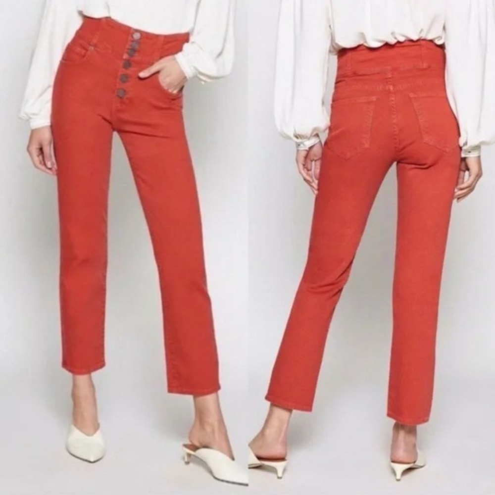 Joie High Rise Button Fly Laurelle Bright Spice Denim Jeans size 26